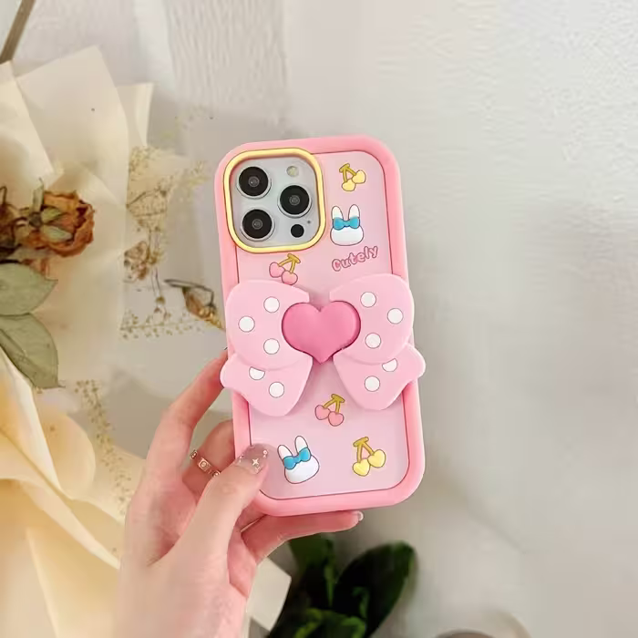 قاب فانتزی طرح cutely ribbon استند دار ایفون 12,12PROHappy Kuromi doll case suitable for Samsung A13,A23