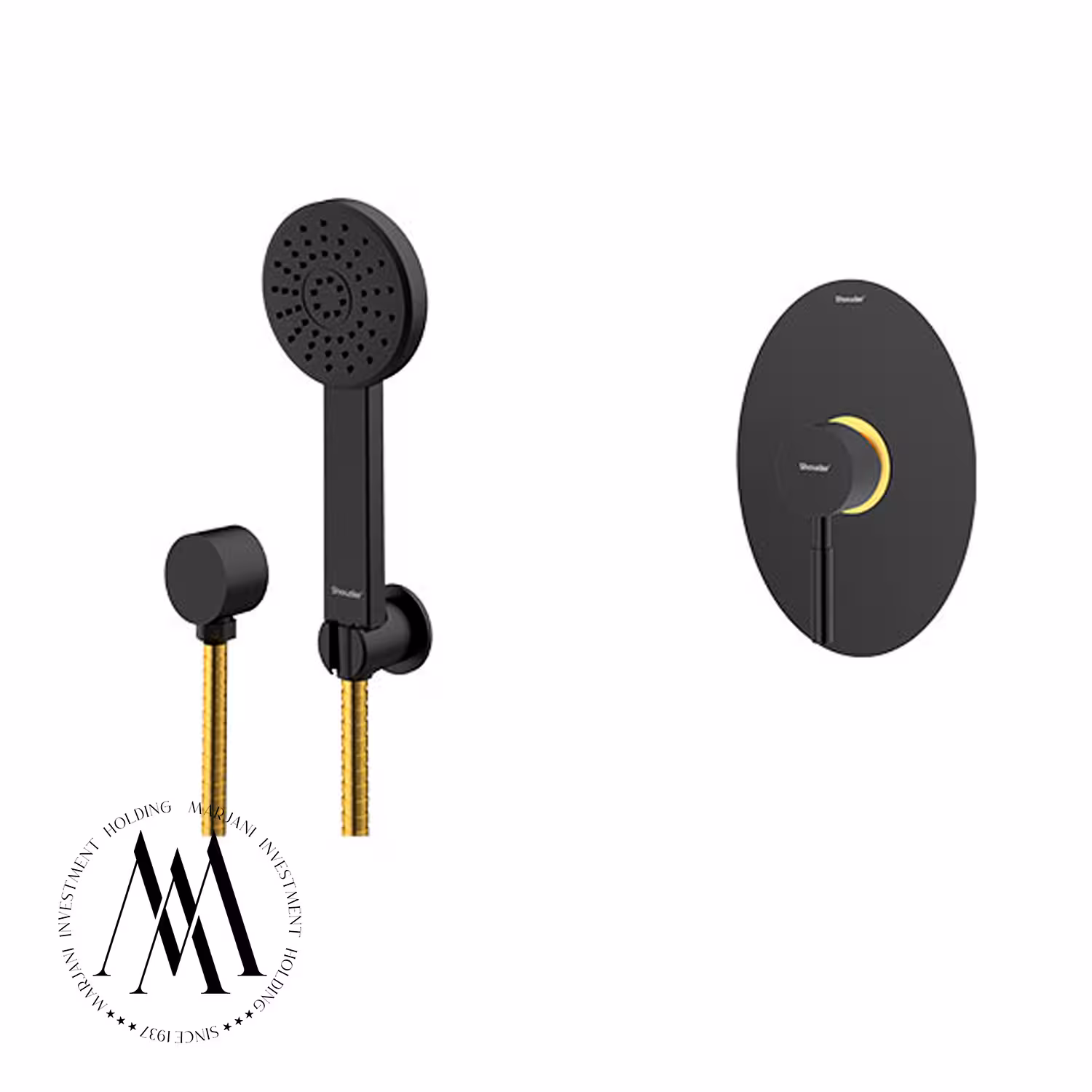 شیر حمام توکار شودر مدل روگنABS تیپ 2 (مشکی طلا)