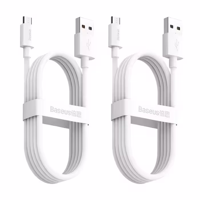 کابل تبدیل USB به MICROUSB باسئوس مدل 2PCS kit 2.1A طول 1.5 متر بسته 2 عددی