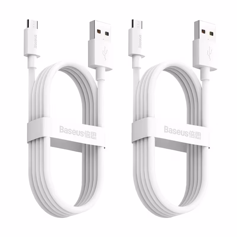 کابل تبدیل USB به MICROUSB باسئوس مدل 2PCS kit 21A طول 15 متر بسته 2 عددی
