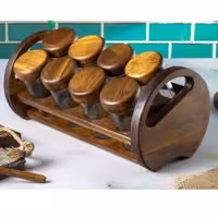 جا ادویه چوبی رنگ تیره (آکاسیا) کج 8 تایی کد 99089 از برند لونا وود