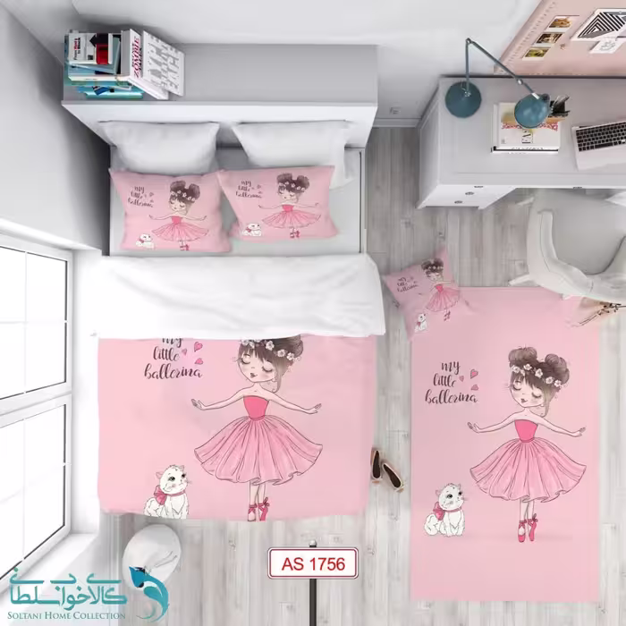 روتختی طرح بالرین صورتی پوش سایز یکنفره کد A1756