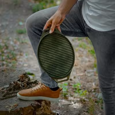 تابه گریل استیک پز بیضی از جنس چدن اصل