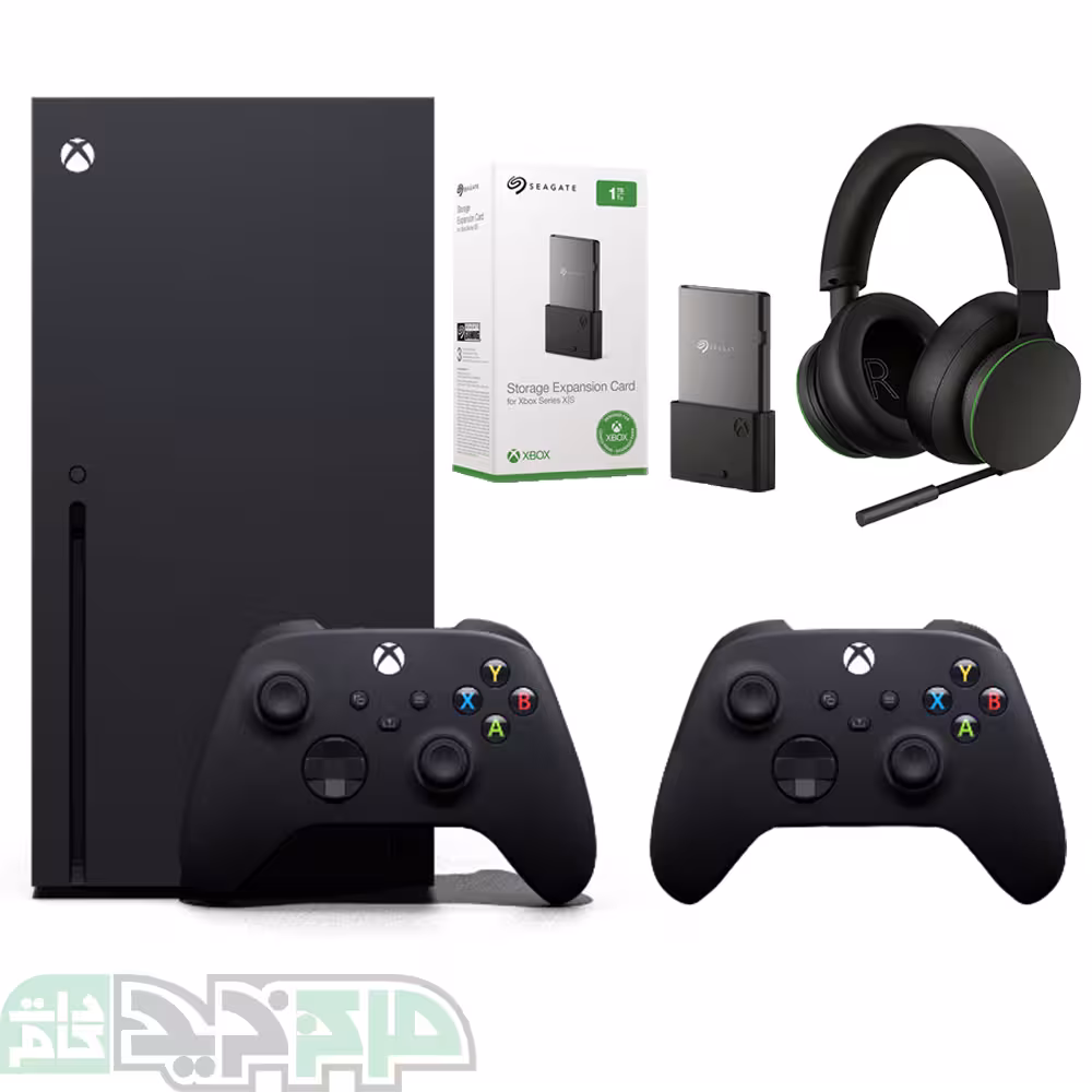 ایکس باکس سری ایکس با دسته مشکی و هدست بی سیم و هارد اکسترنال