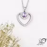 گردنبند ژوپینگ قلب با نگین بنفش کد 17776