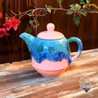 قوری آسمان رنگ گلبهی