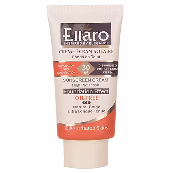 کرم ضد آفتاب الارو سری Foundation Effect مدل High Protection حجم 40 میلی‌لیتر  Ellaro Foundation Effect High Protection Sunscreen Cream 40 ml