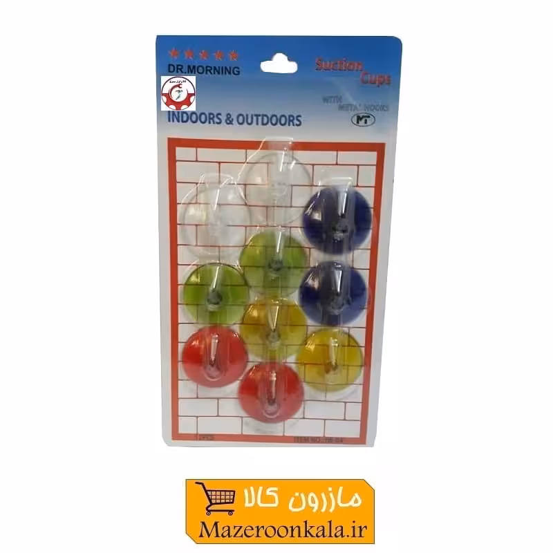 چسبونک و مکنده شیشه دکتر مورنینگ قلاب دار رنگی 10 عددی KCB-004
