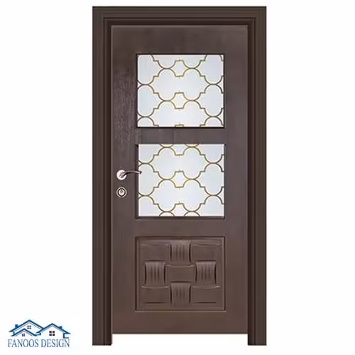 درب چوبی فانتزی اتاق شیشه خور کد 012