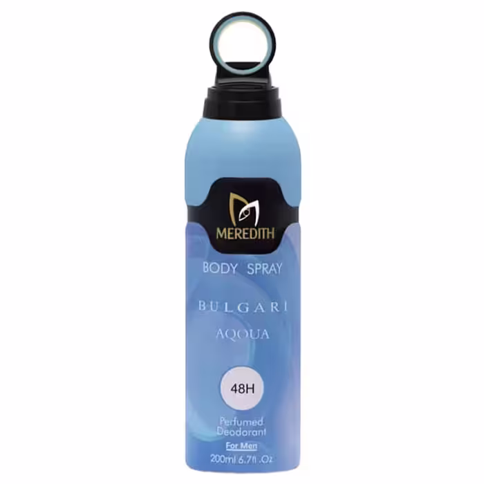 اسپری بدن مردیت مردانه بولگاری آکوا | Meredith Body Spray Bvlgari Aqva حجم 200 میل