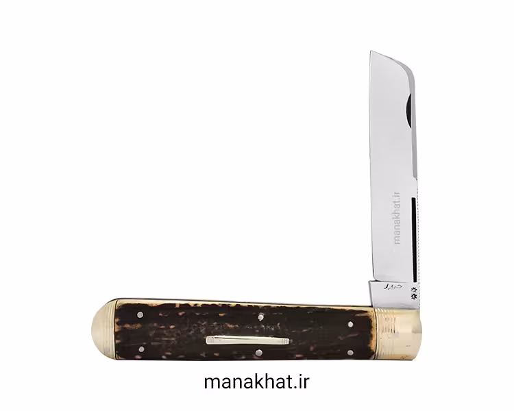 قلمتراش خیزران تراش تک تیغ دسته شاخ گوزن 14 سانت پلاک دار استاد حیدر زنجانی