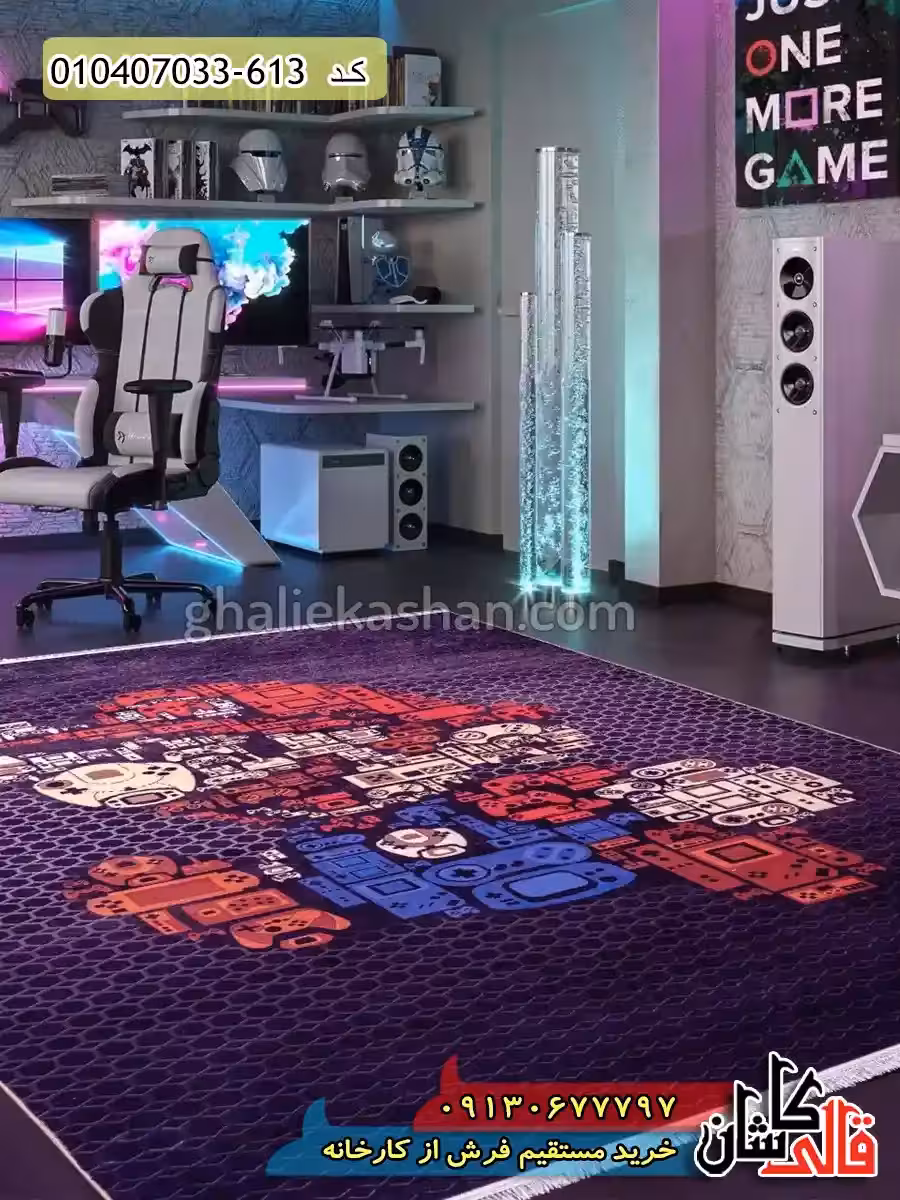 فرش کودک پسرانه 700 شانه طرح ماریو زمینه سیاه کاشان