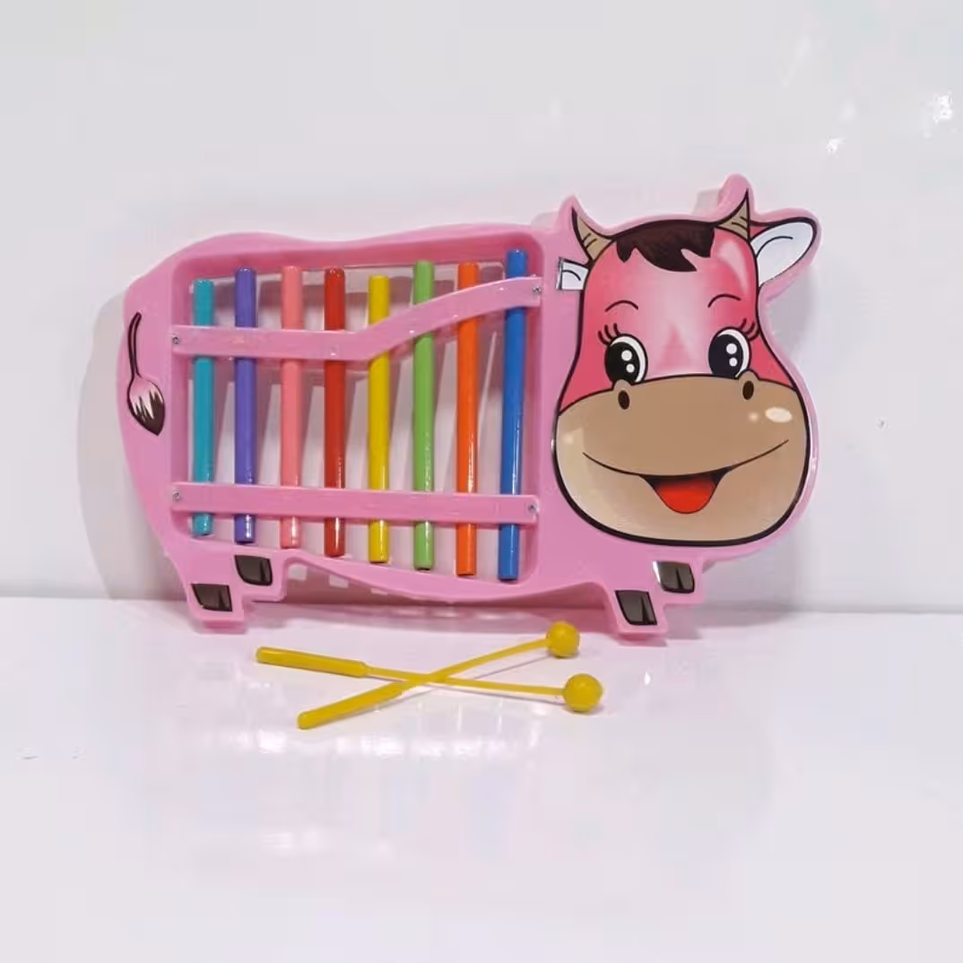 اسباب بازی بلز طرح گاو همراه دوتا چوبک  رنگ شاد و جذاب