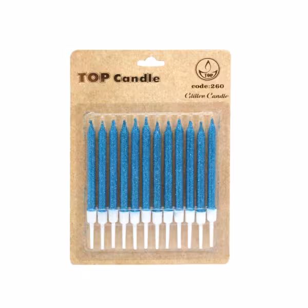 شمع 12 عددی کوتاه اکلیلی آبی