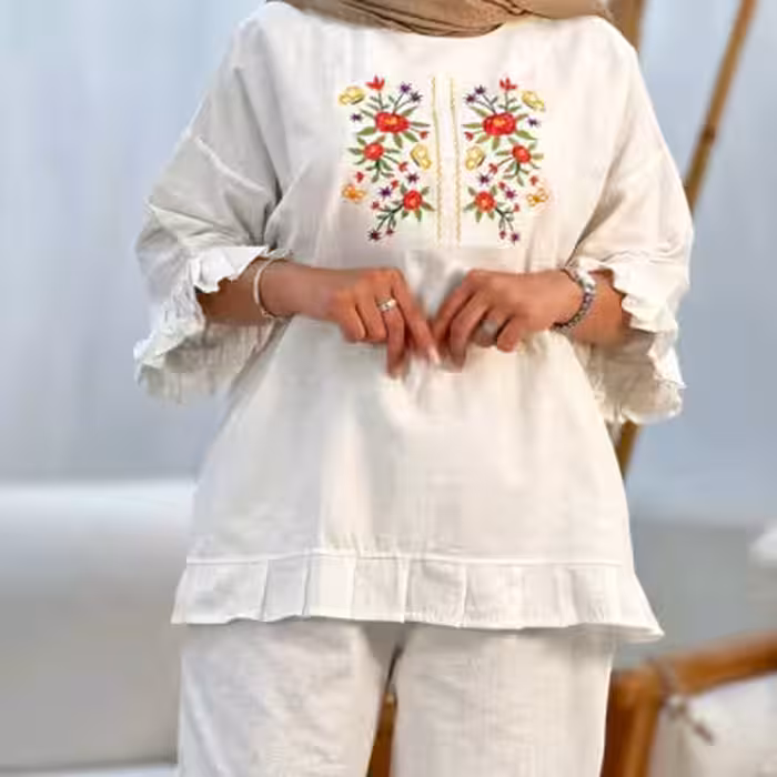 ست گلدوزی لنین شسته شده