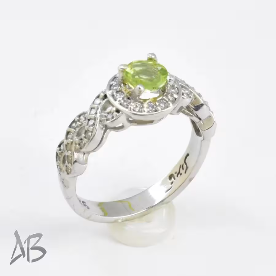 انگشتر نقره زنانه زبرجد اصل رکاب زیبا عیار 925 آقابزرگ کد 661