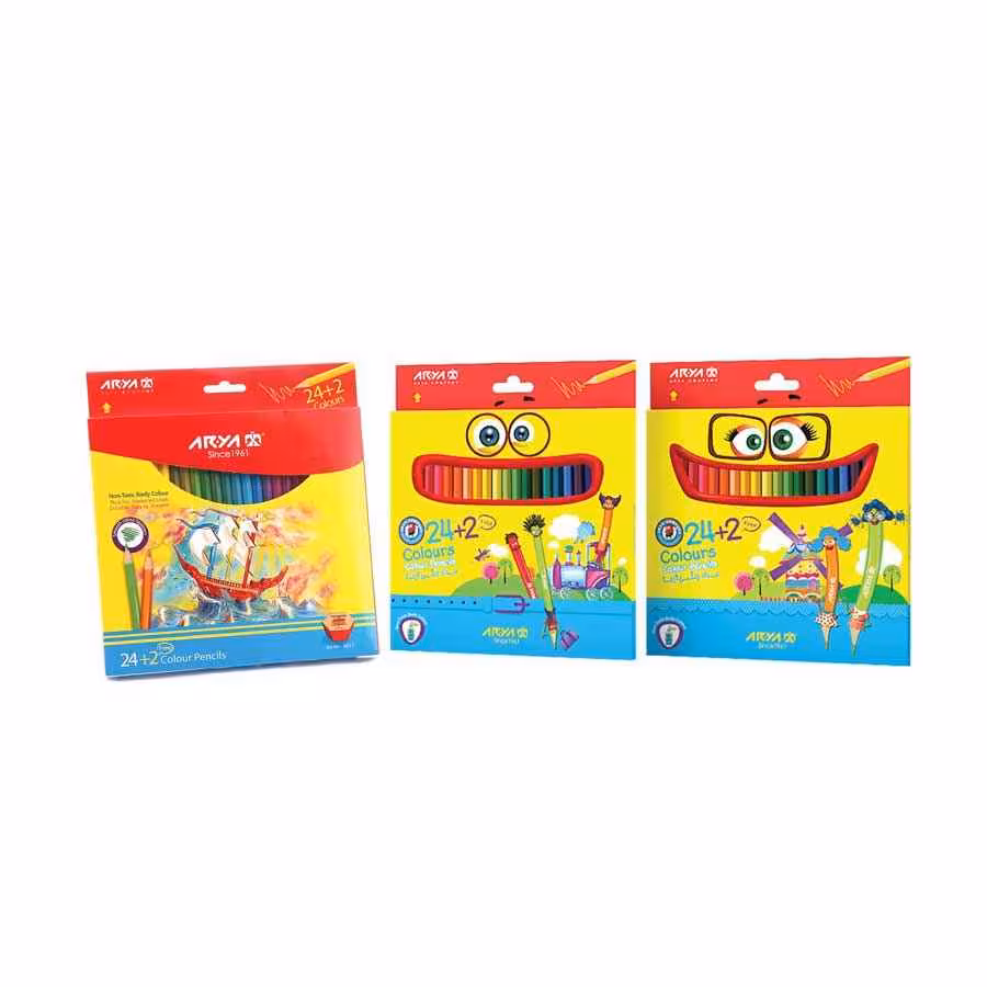 مدادرنگی24رنگ جعبه مقوایی آریا کد3017ـ 3098*120عدد*