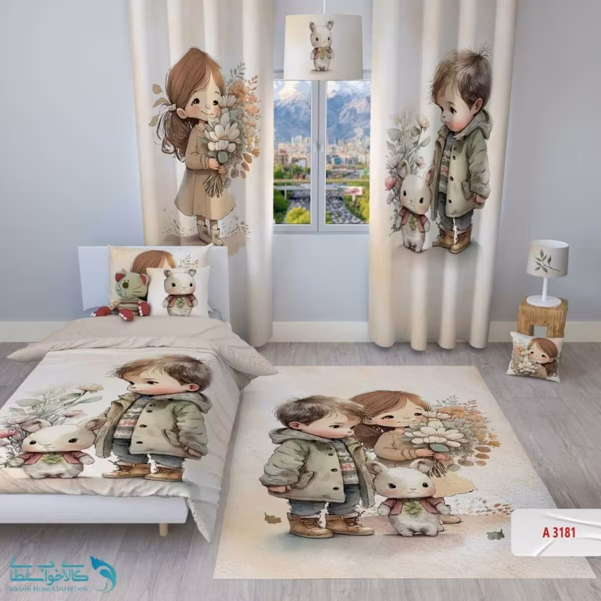 روتختی اتاق کودک طرح دختر گل فروش سایز یکنفره کد A3181