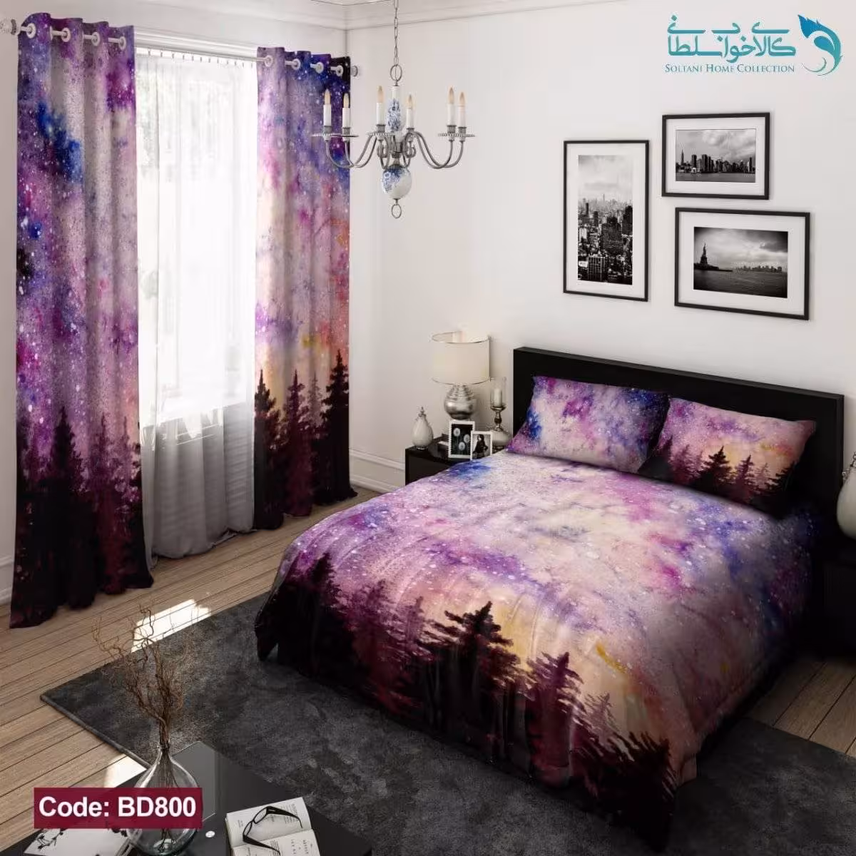 روتختی طرح کهکشان دو نفره کد BD800
