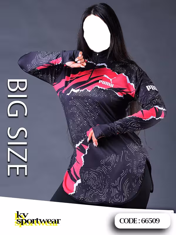 مانتو نیم زیپ فینگردار سایز بزرگ ورزشی زنانه PUMA