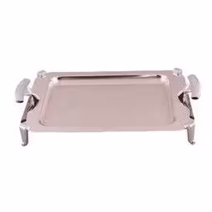 سینی مستطیل بزرگ دسته نقره ای نگینی پایه دار ریور کد B1126