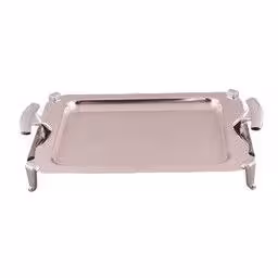 سینی مستطیل بزرگ دسته نقره ای نگینی پایه دار ریور کد B1126