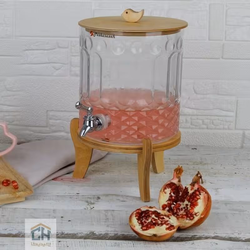 کلمن شیشه ای پایه چوبی طرح آنجلیکا مدل 3237