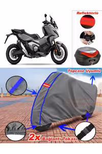 چادر موتورسیکلت خاکستری آبی خیاطی X ADV 350 کیسه عقب سازگار CoverPlus