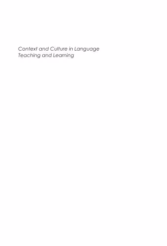 خرید و دانلود نسخه کامل کتاب Context and Culture in Language Teaching and Learning