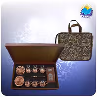 حافظ پالتویی با ست کامل چایخوری مسی با ساک ترمه هدیه (کد 90244)
