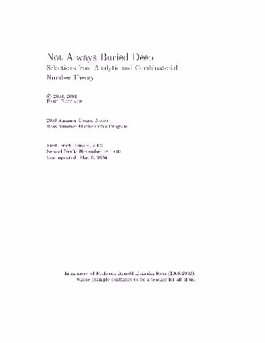 خرید و دانلود نسخه کامل کتاب Not always buried deep.. selections from analytic and combinatorial number theory