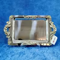سینی استیل نگار مستطیل بزرگ کد 320 نقره ای