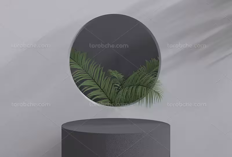 بک دراپ عکاسی استوانه ای با برگ سبز | گرافیک با طعم تربچه