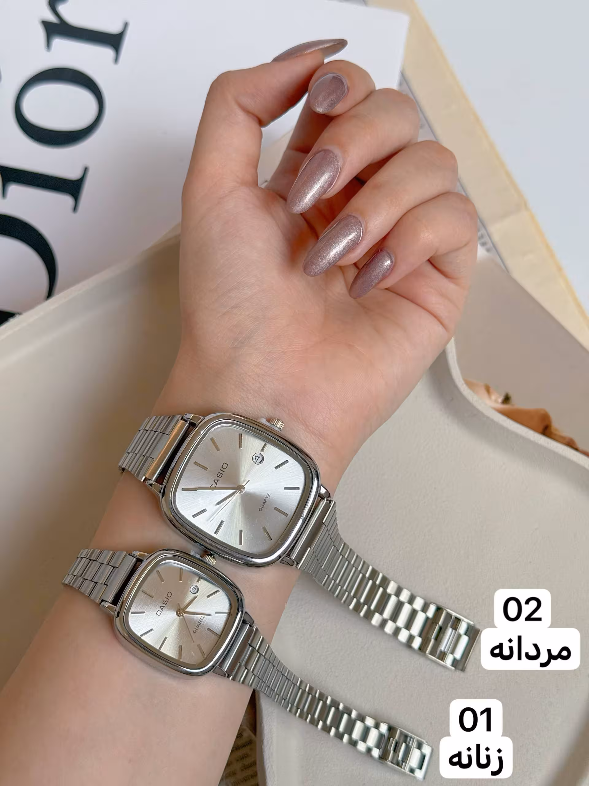 ساعت ست زنانه ومردانه کاسیو اولدمانی1325ساعت ست زنانه و مردانه/برندکاسیواولدمانی/بندوبک استیل و‌رنگ ثابت/ضداب درحددست شستن/وارداتی/روزشمارفعال/بندکرکره ای و قابل تنظیم/باتری دارد/موتور و باتری قابل تعویض