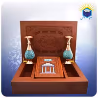 ست حافظ وزيري با 2 گلدان مس و فیروزه کوب 20 سانت