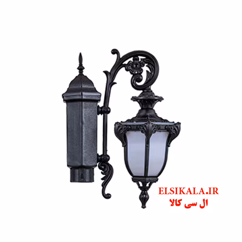 چراغ محوطه تک شعله مشکی مدل صدف