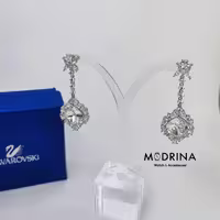 گوشواره سواروسکی سفید بلند Swarovski