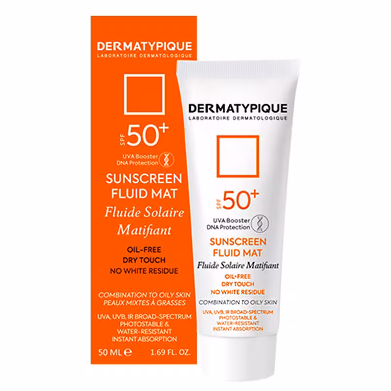 درماتیپیک ضد آفتاب بی رنگ پوست چرب SPF 50