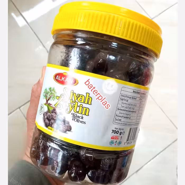 زیتون سیاه چروک روغنی 700گرم آلکان ترکیه | amazonchi