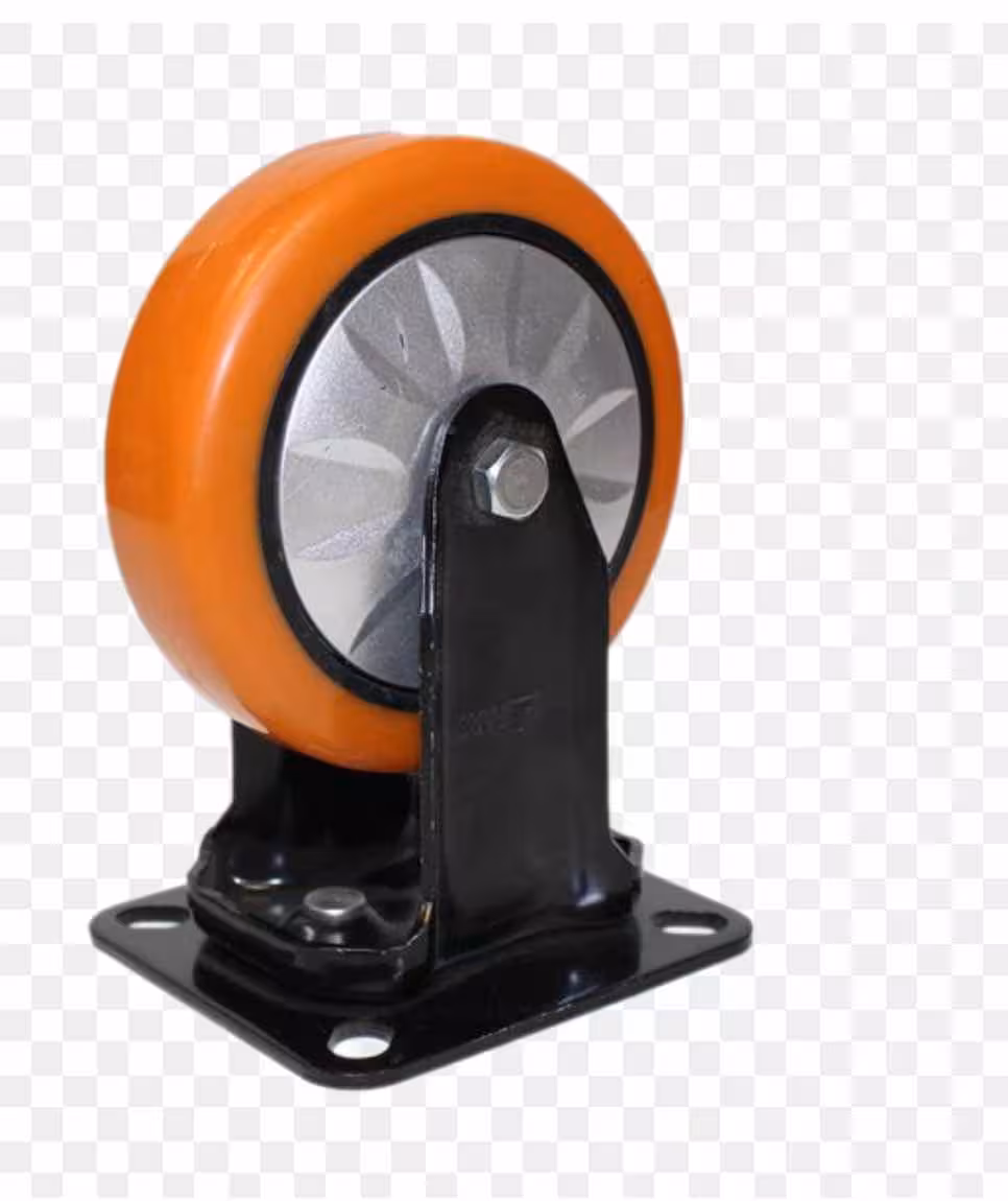 چرخ پایه مشکی نارنجی سایز 75 ثابت
