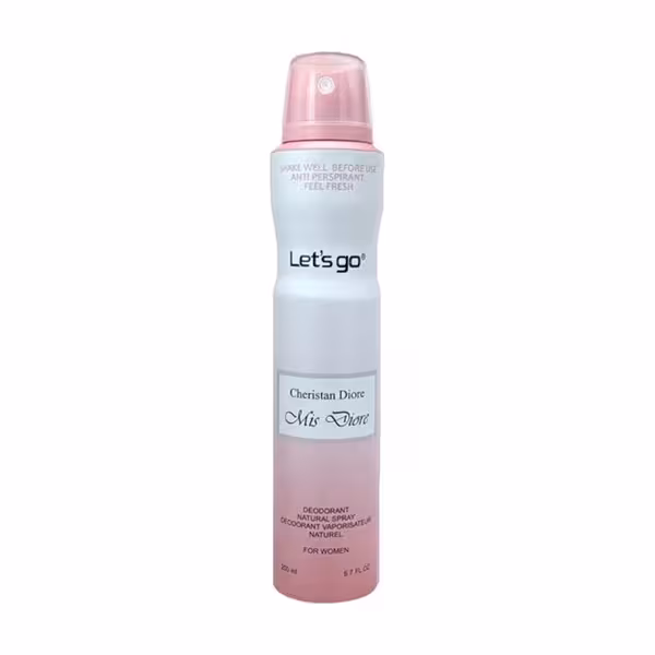 اسپری خوشبو کننده بدن  زنانه lets go لتس گو مدل miss dior حجم 200 میلی لیتر | Let’s Go women’s Body Deodorant Spray Model miss dior 200 ml