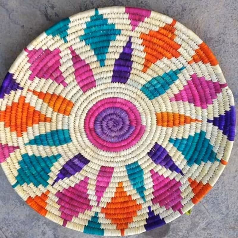 سینی حصیری رنگی پرنقش وزیبا50 سانتی