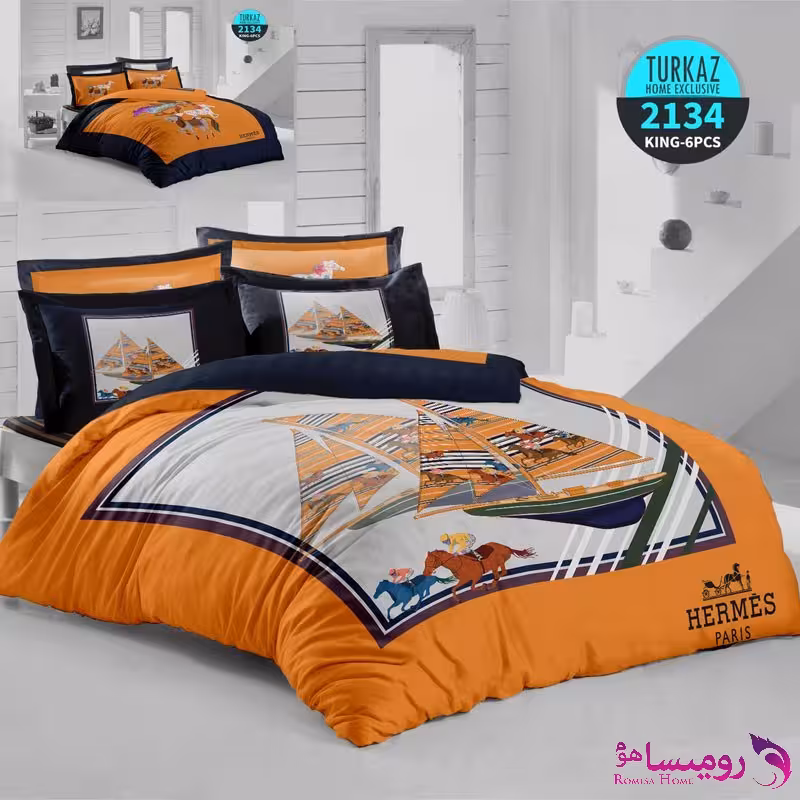 قیمت و خرید روتختی طرح Hermes دونفره برند ترکاز کد 2134