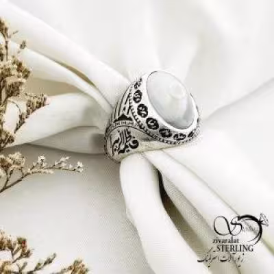 انگشتر مردانه نقره سنگ اوپال با ذکر یا فاطمه الزهرا کد 14053