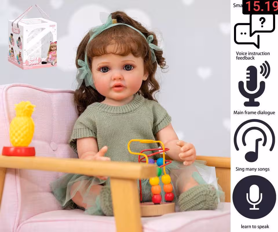 عروسک سیلیکونی 55سانتی سخنگو با لوازم