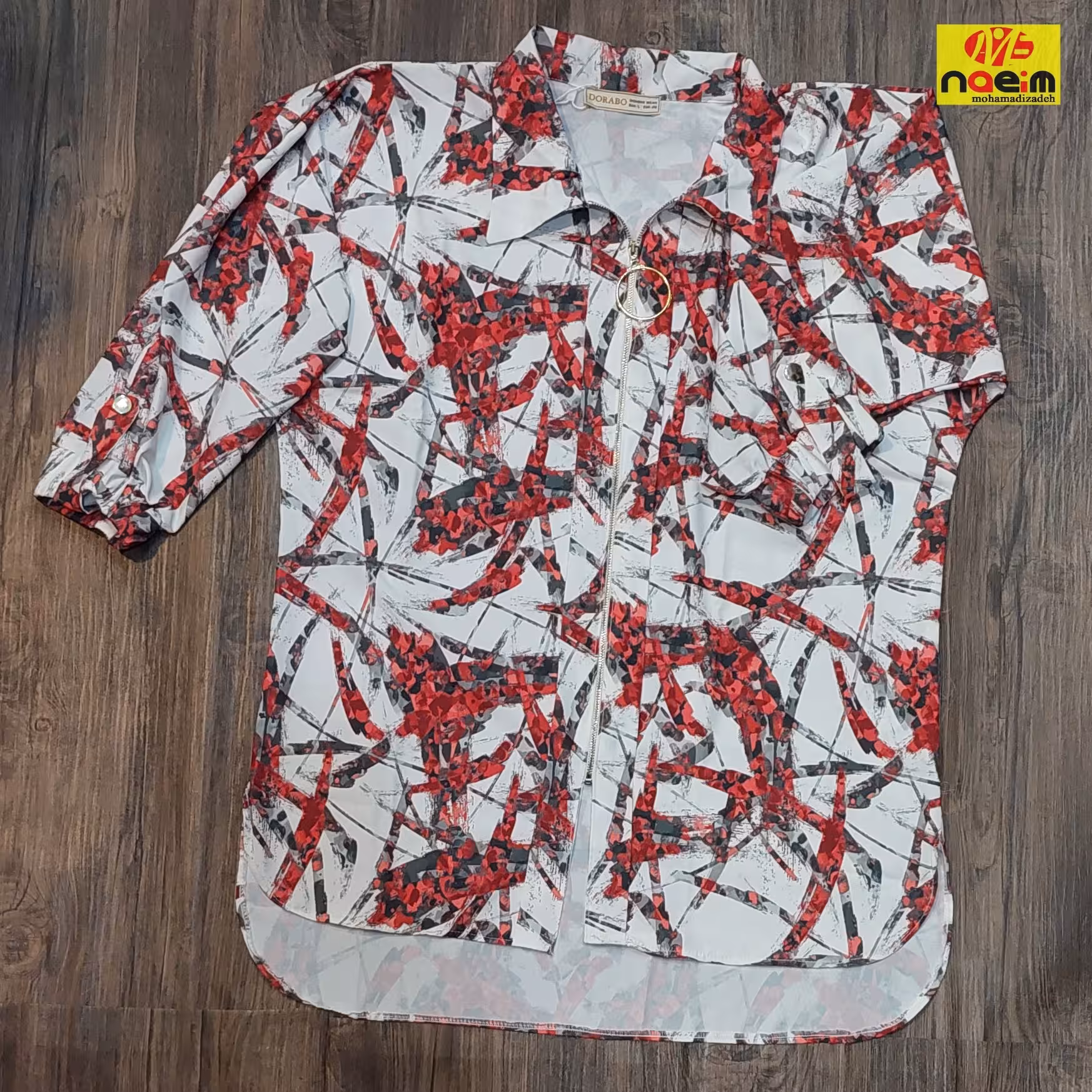 شومیز حریر زنانه تمام زیپ جلوباز سایز 42