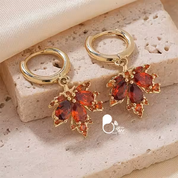 گوشواره برگ پاییزی حلقه ای