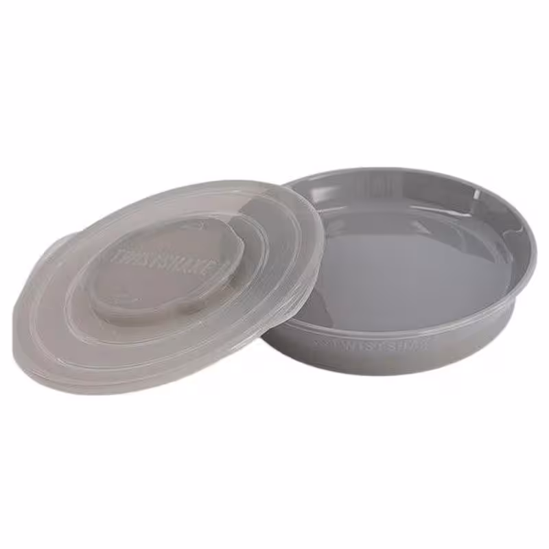 بشقاب درب دار توییست شیک Twistshake رنگ پاستل طوسی