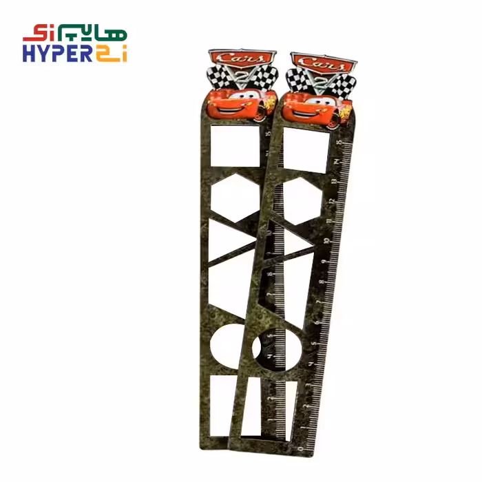 خط کش اشکال هندسی چوبی 15سانتی طرح ماشین ها