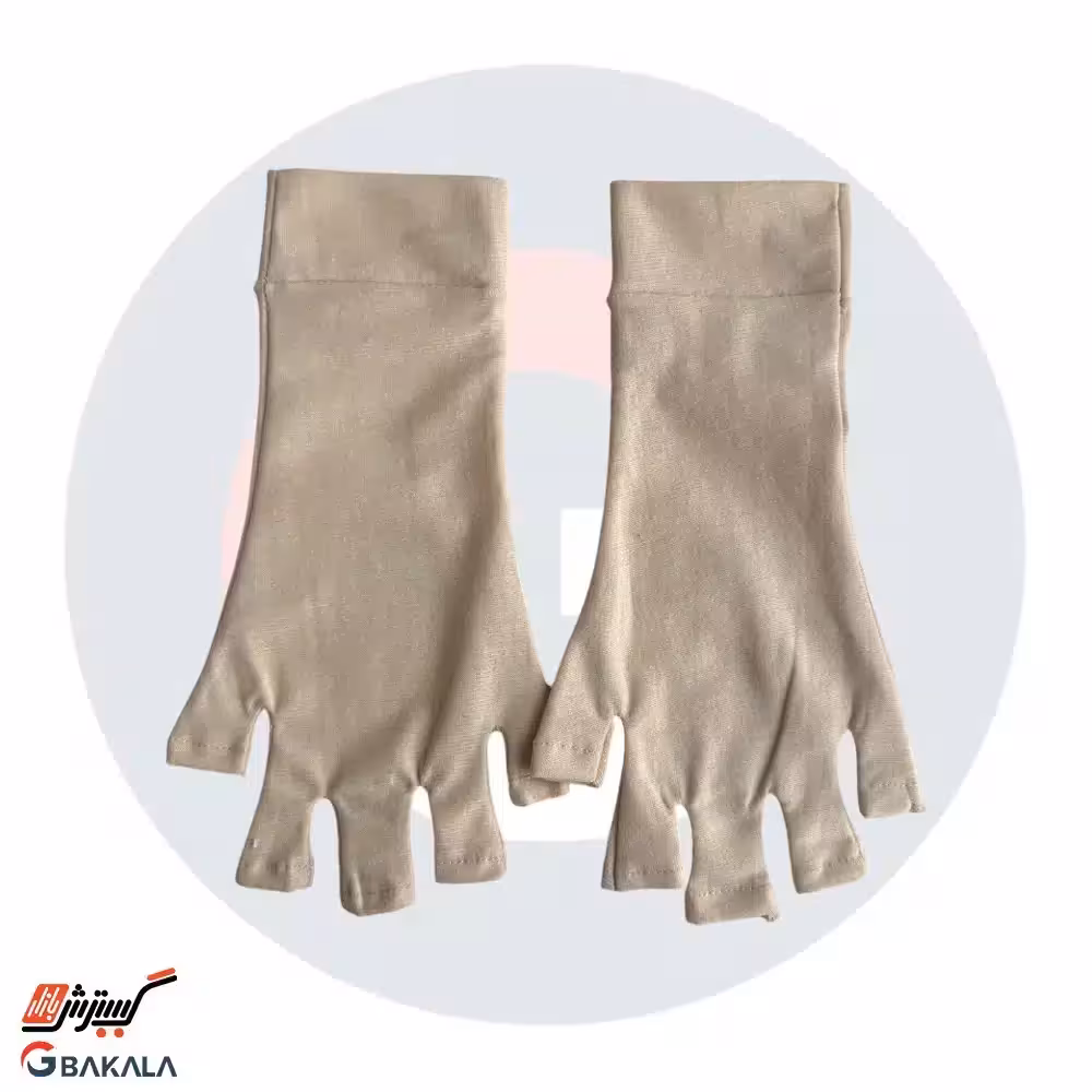 دستکش نخی نیمه انگشتی رنگ کرم